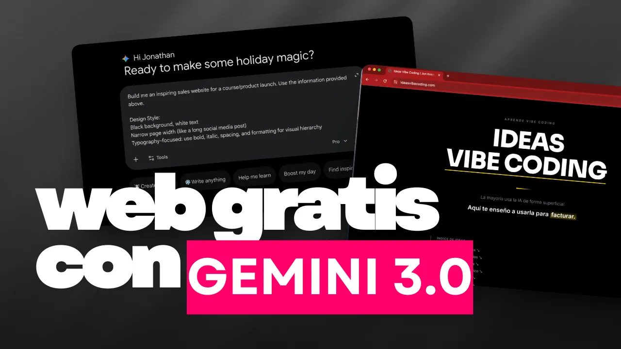 Crear una Web Gratis con Gemini 3.0 en 5 Minutos cover image